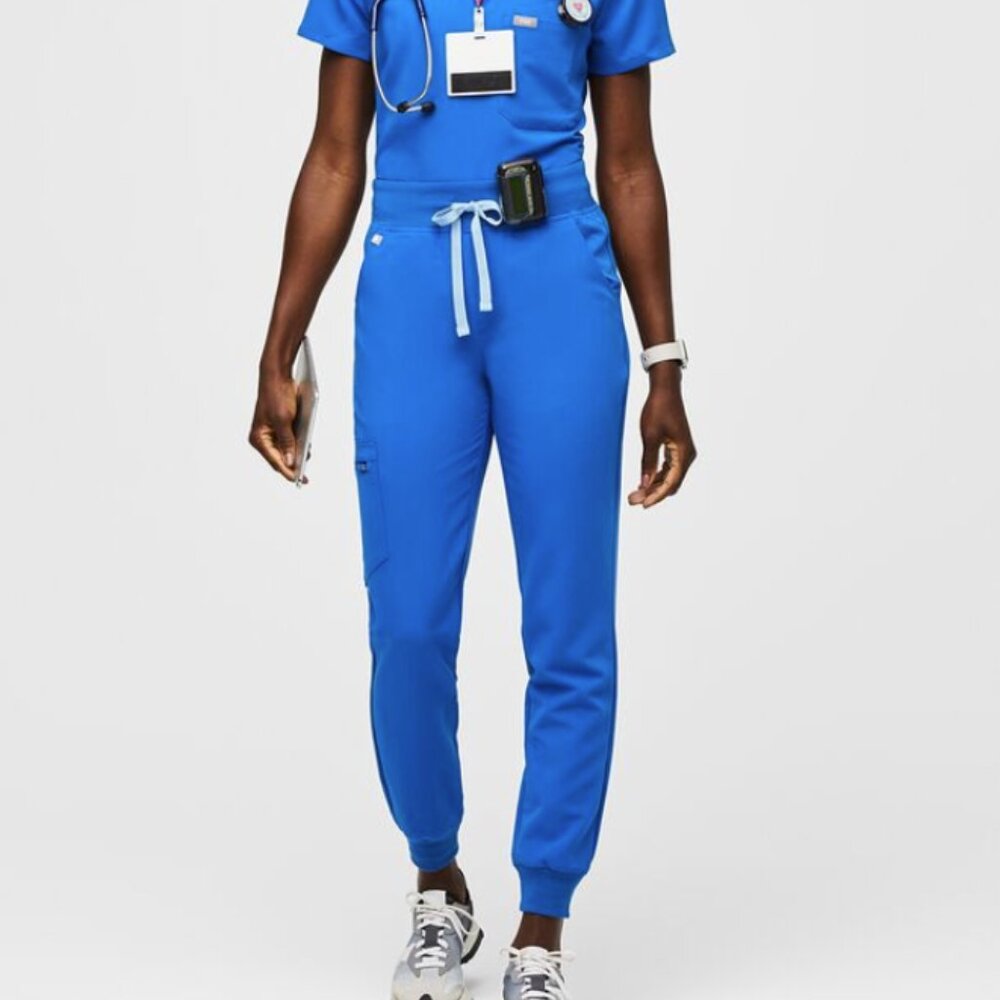 Figs Royal Blue High Waisted Zamora Jogger Scrub Pants